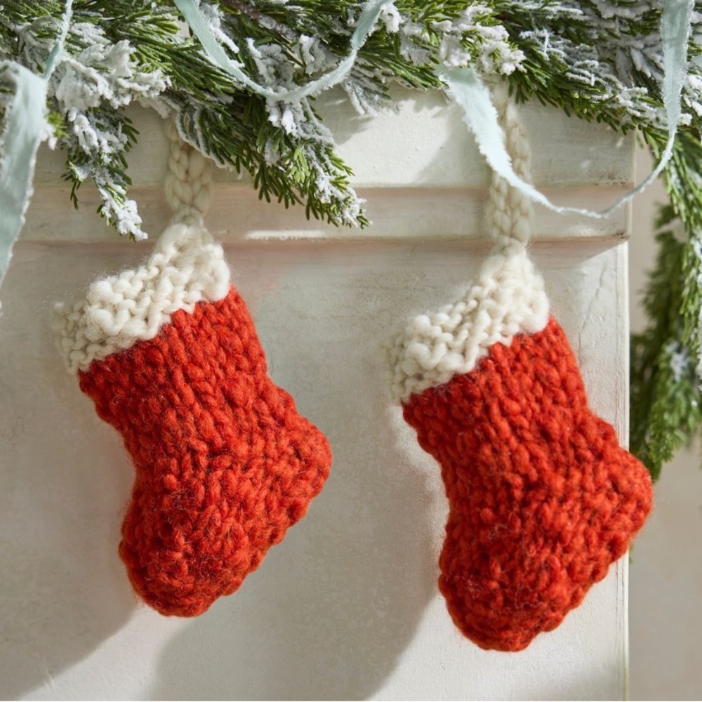Festive Red and‎ White Crochet Stocking set of 2